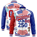 Custom Red Royal Blue White Independence Day Full Zip American Flag Wrinkle-Resistant Jacket| KXKSHOP