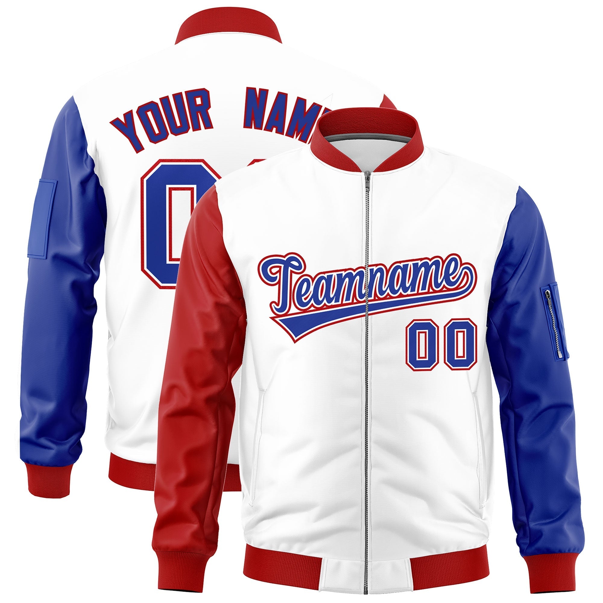Custom White Red Royal Blue Independence Day Full Zip American Flag Wrinkle-Resistant Jacket| KXKSHOP