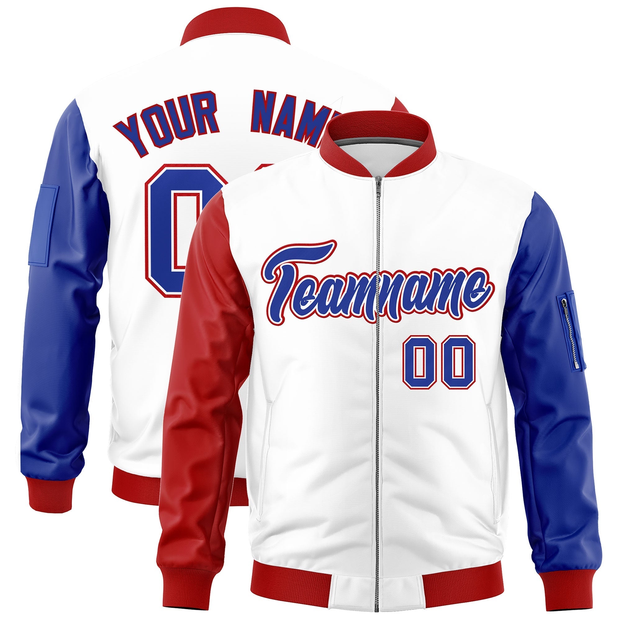 Custom White Red Royal Blue Independence Day Full Zip American Flag Wrinkle-Resistant Jacket| KXKSHOP