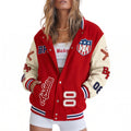 Athletics 80 Heritage Varsity Jacket - Red and Light Khaki Letterman Jacket