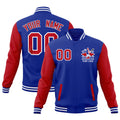 Custom Red Royal Blue White Raglan Sleeves Full-Snap Letterman Jacket| KXKSHOP