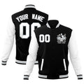 Custom Black White Gray Raglan Sleeves Full-Snap Letterman Jacket| KXKSHOP