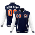 Custom Navy White Red Raglan Sleeves Full-Snap Letterman Jacket| KXKSHOP