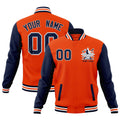 Custom Orange Navy White Raglan Sleeves Full-Snap Letterman Jacket| KXKSHOP