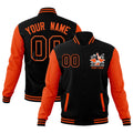 Custom Orange Black Raglan Sleeves Full-Snap Letterman Jacket| KXKSHOP
