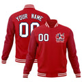 Custom Red White Navy Raglan Sleeves Full-Snap Letterman Jacket| KXKSHOP