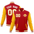 Custom Red White Gold Raglan Sleeves Classic Style Full-Snap Jacket| KXKSHOP