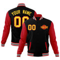 Custom Black Red White Raglan Sleeves Classic Style Full-Snap Jacket| KXKSHOP