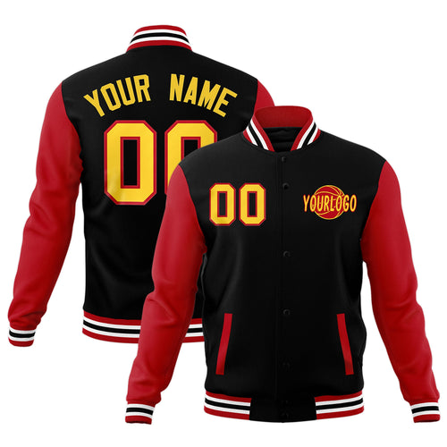 Custom Black Red White Raglan Sleeves Classic Style Full-Snap Jacket| KXKSHOP