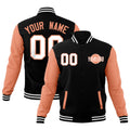 Custom Black Light Orange White Raglan Sleeves Classic Style Full-Snap Jacket| KXKSHOP