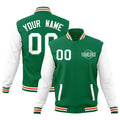 Custom Kelly Green White Orange Raglan Sleeves Classic Style Full-Snap Jacket| KXKSHOP