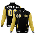 Custom Black Old Gold White Raglan Sleeves Classic Style Full-Snap Jacket| KXKSHOP