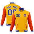 Custom Orange Royal Blue White Raglan Sleeves Classic Style Full-Snap Jacket| KXKSHOP