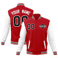 Custom Red White Black Raglan Sleeves Classic Style Full-Snap Jacket| KXKSHOP