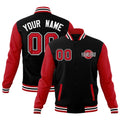 Custom Red Black Raglan Sleeves Classic Style Full-Snap Jacket| KXKSHOP