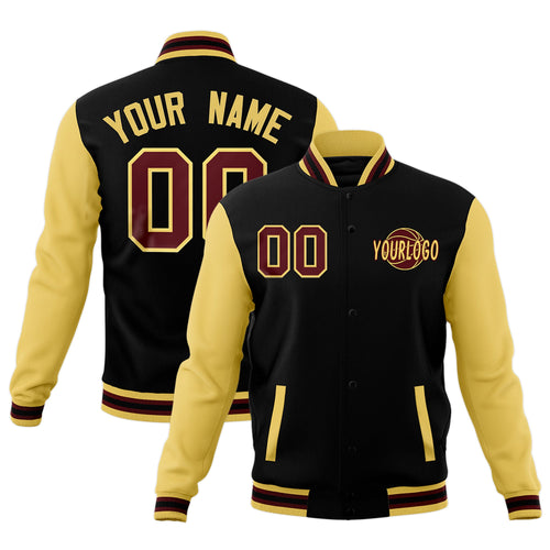 Custom Black Khaki Crimson Raglan Sleeves Classic Style Full-Snap Jacket| KXKSHOP