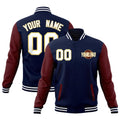 Custom Navy Crimson White Raglan Sleeves Classic Style Full-Snap Jacket| KXKSHOP