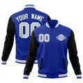 Custom Black White Royal Blue Raglan Sleeves Classic Style Full-Snap Jacket| KXKSHOP