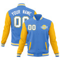 Custom Powder Blue White Gold Raglan Sleeves Classic Style Full-Snap Jacket| KXKSHOP