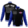 Custom Royal Blue Black White Raglan Sleeves Classic Style Full-Snap Jacket| KXKSHOP