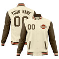 Custom Cream Light Brown Dark Orange Raglan Sleeves Classic Style Full-Snap Jacket| KXKSHOP