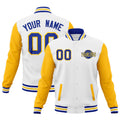 Custom White Royal Blue Gold Raglan Sleeves Classic Style Full-Snap Jacket| KXKSHOP