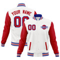 Custom White Red Royal Blue Raglan Sleeves Classic Style Full-Snap Jacket| KXKSHOP