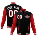 Custom Black Red Raglan Sleeves Classic Style Full-Snap Jacket| KXKSHOP