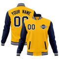 Custom Yellow Navy White Raglan Sleeves Classic Style Full-Snap Jacket| KXKSHOP