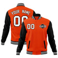 Custom Orange Black White Raglan Sleeves Classic Style Full-Snap Jacket| KXKSHOP