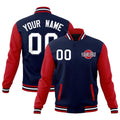 Custom Navy Red White Raglan Sleeves Classic Style Full-Snap Jacket| KXKSHOP