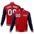 Custom Red Navy White Raglan Sleeves Classic Style Full-Snap Jacket| KXKSHOP