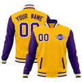 Custom Gold Purple White Raglan Sleeves Classic Style Full-Snap Jacket| KXKSHOP