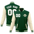 Custom Green Cream Raglan Sleeves Classic Style Full-Snap Jacket| KXKSHOP