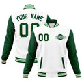 Custom White Green Cream Raglan Sleeves Classic Style Full-Snap Jacket| KXKSHOP