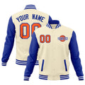 Custom Cream Royal Blue White Raglan Sleeves Classic Style Full-Snap Jacket| KXKSHOP