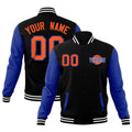 Custom Royal Blue Black Raglan Sleeves Classic Style Full-Snap Jacket| KXKSHOP