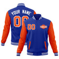 Custom Royal Blue Orange White Raglan Sleeves Classic Style Full-Snap Jacket| KXKSHOP