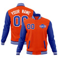 Custom Orange Royal Blue Raglan Sleeves Classic Style Full-Snap Jacket| KXKSHOP