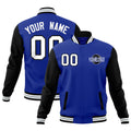 Custom Black Royal Blue Raglan Sleeves Classic Style Full-Snap Jacket| KXKSHOP