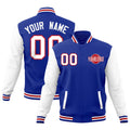 Custom Royal Blue White Red Raglan Sleeves Classic Style Full-Snap Jacket| KXKSHOP