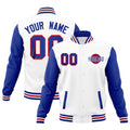 Custom Royal Blue White Raglan Sleeves Classic Style Full-Snap Jacket| KXKSHOP