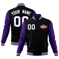 Custom Purple Black White Raglan Sleeves Classic Style Full-Snap Jacket| KXKSHOP