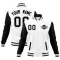 Custom White Black Gray Raglan Sleeves Classic Style Full-Snap Jacket| KXKSHOP