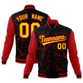 Custom Red Black Gold Bats Pumpkins Ghost Patterns Halloween Letterman Jacket| KXKSHOP
