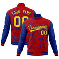 Custom Royal Red Royal Blue Bats Pumpkins Ghost Patterns Halloween Letterman Jacket| KXKSHOP