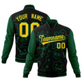 Custom Green Black Gold Bats Pumpkins Ghost Patterns Halloween Letterman Jacket| KXKSHOP