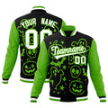 Custom Black Green White Bats Pumpkins Ghost Patterns Halloween Letterman Jacket| KXKSHOP