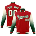 Custom Red Cream Green Full-Snap Varsity Raglan Sleeves Gradient Letterman Jacket| KXKSHOP