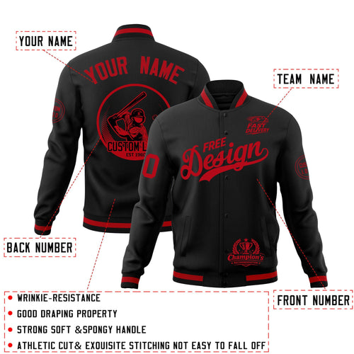 Custom Black Red Classic Style Full-Snap Breathable Jacket| KXKSHOP